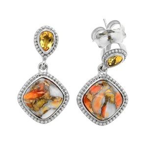 NWT Silver Spiny Oyster Citrine Earring